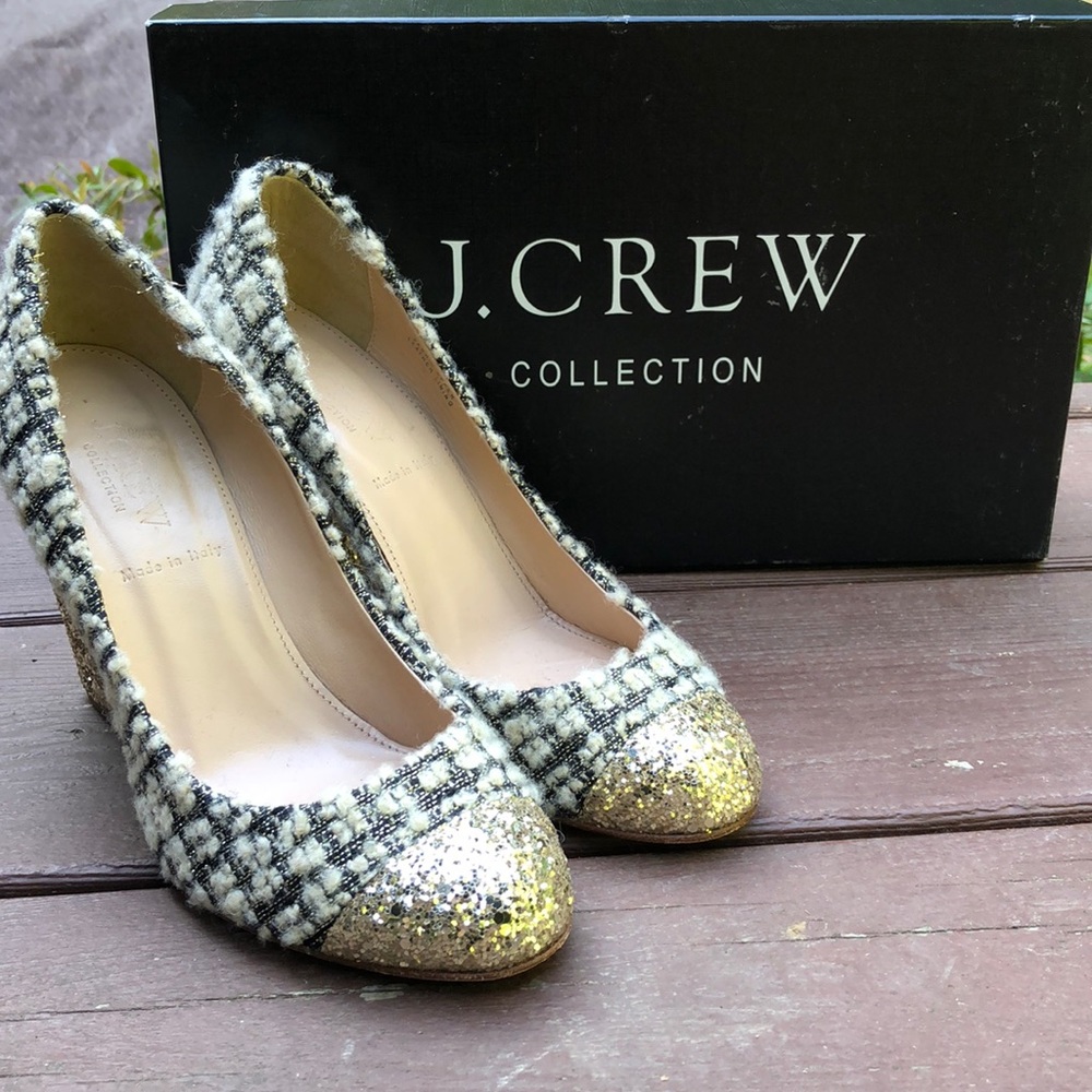 JCrew Collection Etta Tweed and Glitter Pump